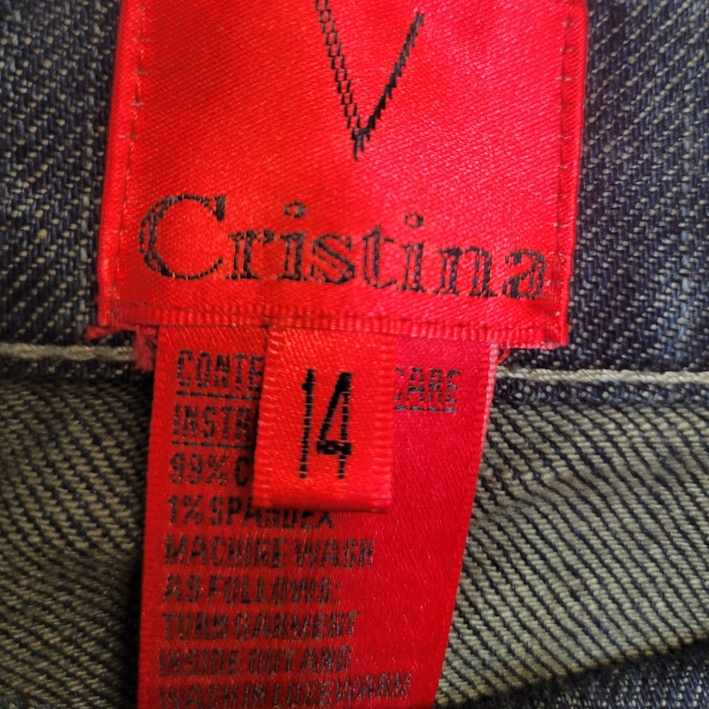 V Cristina Dark Wash DenimJean Silver Stud Jacket Large - Picture 4 of 11